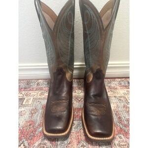 Ariat womns round up yukon brown bronze double welt square toe cowboy boots 9.5B